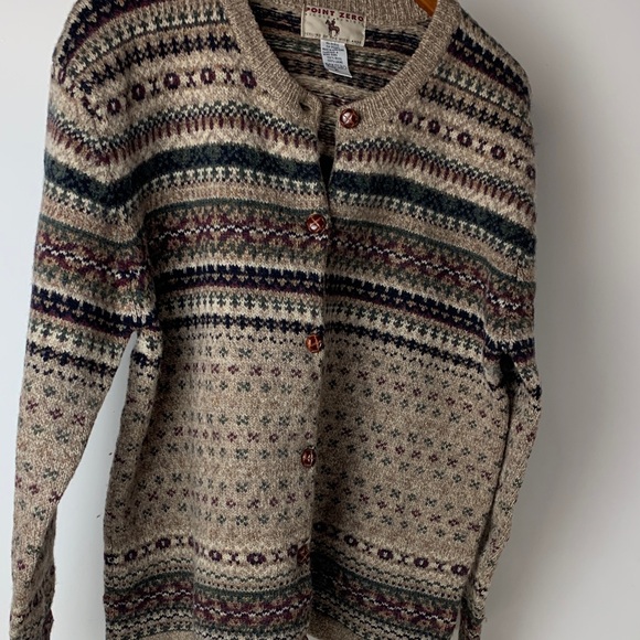 Women's 100% Wool Patterned Cardigan Sweater - Picture 16 of 16